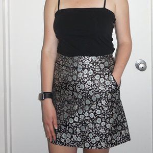 Loft Black Floral Mini Skirt